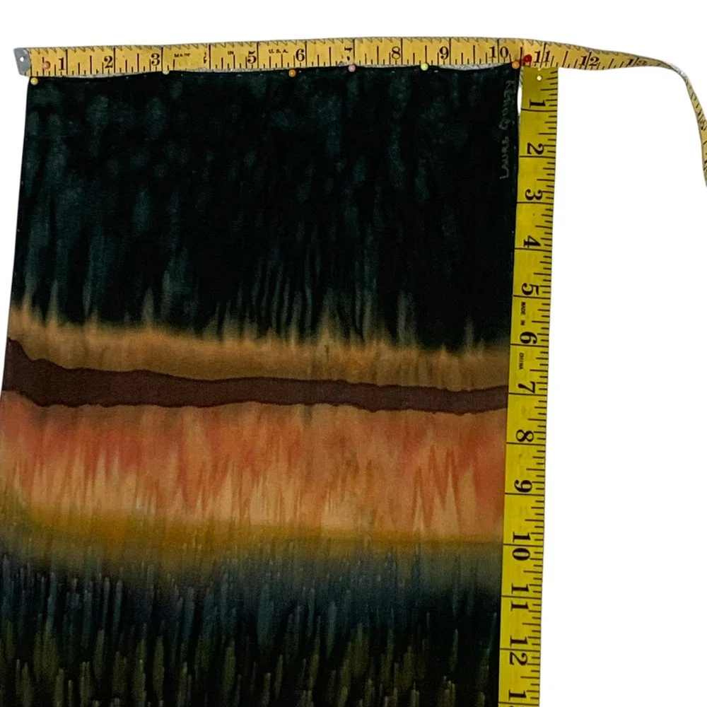 Vintage Laura Quilty Signed Silk Scarf Abstract Landscape Print Earth Tones 60
